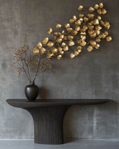 1 Modern Branch with leaves - 100% MADE FROM BRASS