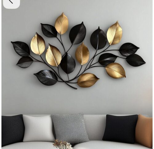 IMG-20250829-WA0122 Metal Leaf Home Wall Decor Long Textured Wall Sculpture with Multiple Shades, Wall Art, Bronze