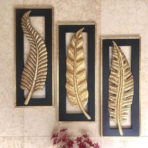 Collection Home Brass Carving Wall Decoration For living room and Bedroom (Pack of 3 PCS) 12 X 24 INCHES