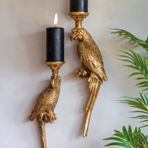 Antique Brass Parrot Wall Sconces