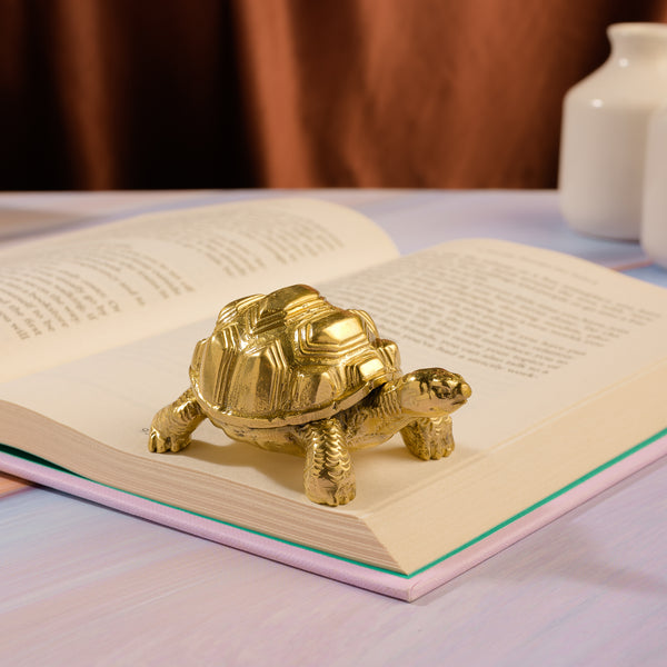 Handcrafted Brass Tortoise Paperweight – Decorative Desk Accent