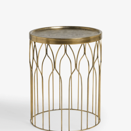 Brass Metal Patterned Side Table