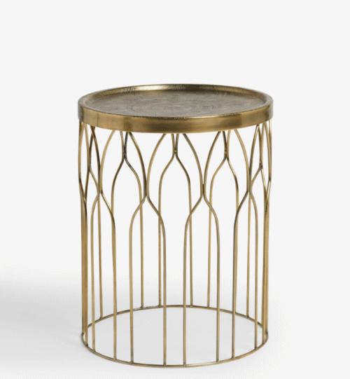 Brass Metal Patterned Side Table