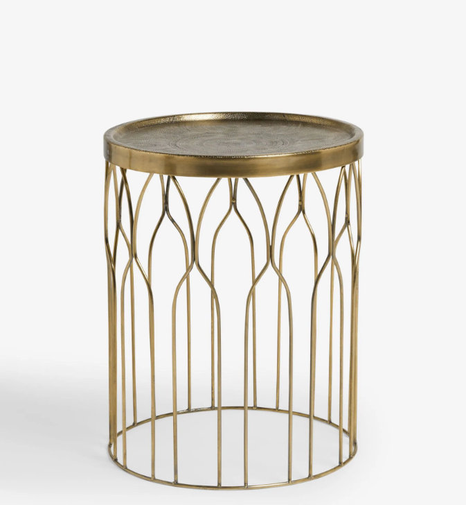 Brass Metal Patterned Side Table