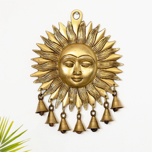 'Sun Lord' Wall Decor Brass Wall Hanging (Hand-Etched, 22.9 cm, 1.06 kg)