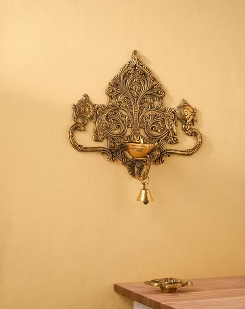 Brass Antiqued Oil Lamp
